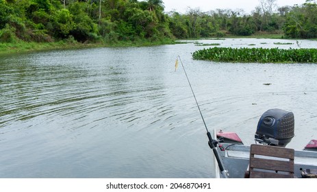 Small Barbecue Grill On An Aluminum Fishing Boat. On The Paraná River In Presidente Epitácio, São Paulo.