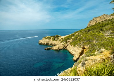 Small but beautiful hike on the coastal path Pass D'en Grau in the coastal town of Sant Elm in the south of the Balearic island of Mallorca - Spain - Powered by Shutterstock