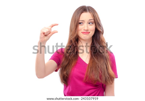 Small Beautiful Young Woman Gesturing Small Stock Photo Edit Now