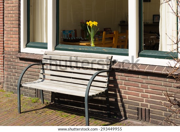 Small Bench Front Window Stock Photo Edit Now 293449955