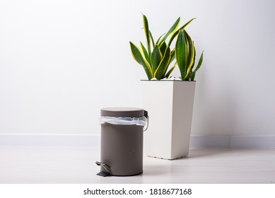 Small Bin At Home On White Wall