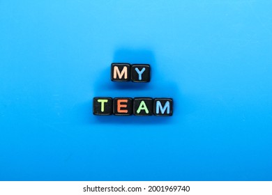 Small Black Cubes With The Word My Team Colored