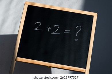 small blackboard in the corner of classroom lit by the sun