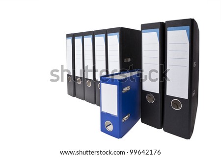 a small blue ringbinder stands out, it a different one
