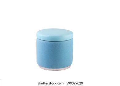 Small Blue Round Ottoman Seat