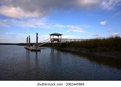 Small Boat Dock In The Outer Banks Around Georgia
