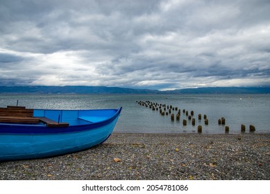 Small Boat At The Ohrid Lake After The Storm 