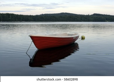 Small Boat On A Lake In Sweden