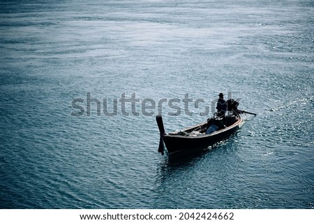 small boats on the vast sea, sea and ship