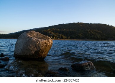 The small boulder at sunset.