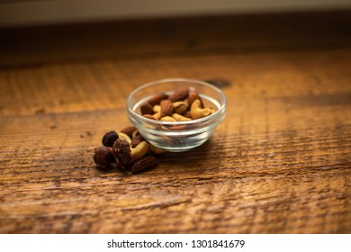 Small bowl of assorted nuts.