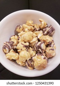 Small Bowl Caramel Popcorn Chocolate Drizzle Dessert Treat