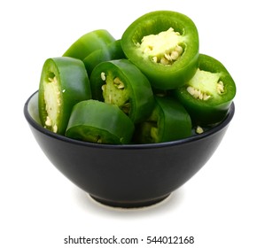 Small Bowl Of Sliced Jalapeno Peppers Chopped