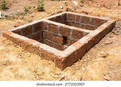 Small Brick Foundation Structure Under Construction