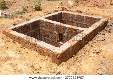Small Brick Foundation Structure Under Construction