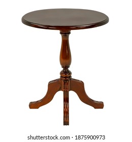 Small Brown Round Table On White Background