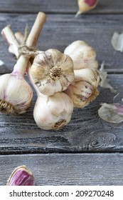 small bunch of fresh garlic, food closeup
