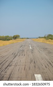 Small Bush Airport And Runway On A Private Game Reserve In South Africa. Safari Landing Strip