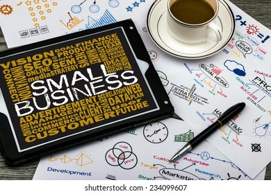 Small Business Concept On Touch Screen