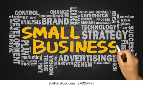 small business concept with related word cloud handwritten on blackboard - Powered by Shutterstock