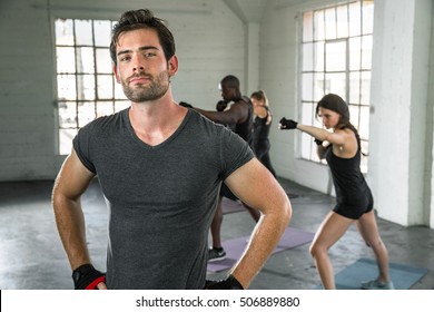 Small Business Confident Gym Owner Entrepreneur Male Trainer Physical Fitness Exercise Class