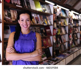 Small Business: Happy Owner Of A Bookstore