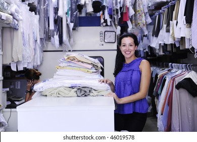 Small Business: Happy Owner Of A Dry Cleaning Service