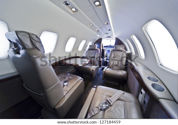 Small Business Jet Plane Interior Stock Image Download Now