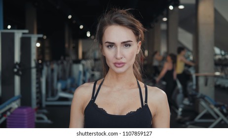 Small Business Owner Of Athletic Gym Smiling Trainer Close Up Happy Instructor Posing For A Portraitwith Smile Woman Girl Brunette