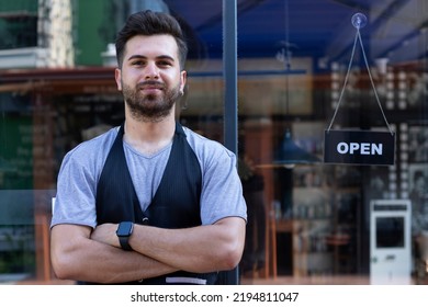 Small Business Owner Opening At The Door 