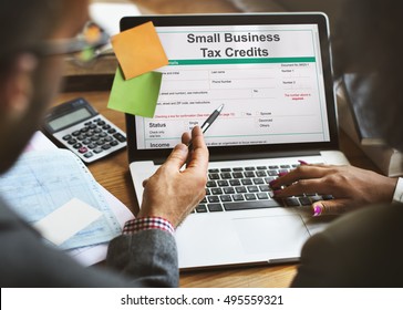 Small Business Tax Credits Claim Return Deduction Refund Concept