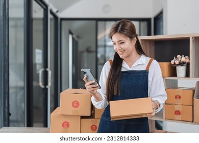 Small businesses SME owners female entrepreneurs working with parcel, e-business, marketing, online shop, sme, entrepreneurs - Shutterstock ID 2312814333