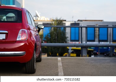 Small Car Is Parked On Multi-level Parking