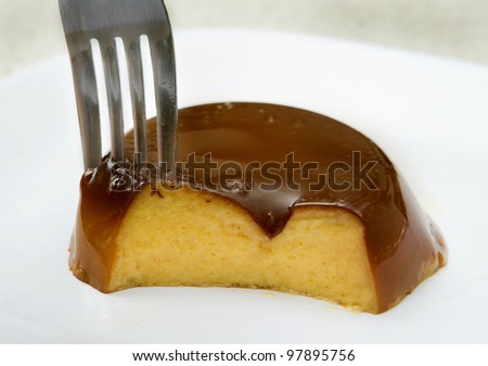 Similar – Creme caramel. Egg pudding on wooden background