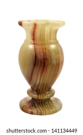 Small Carved Jade Vase On A White Background