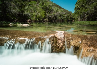 Small Cascade On Barton Creek In Austin, Texas