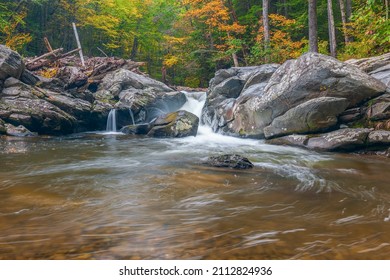 Small cascade on Vernooy kill just downstream from Vernooy Kill Falls. Vernooy Kill State Forest. New York. USA - Shutterstock ID 2112824936
