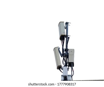 Small Cell 3G, 4G, 5G System. Small Cellular Telecom Equipment. Wireless Communication Antenna Isolated On White Background.