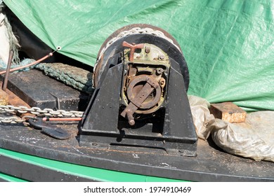 Small Chain Winch On A Boat