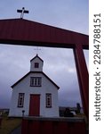 The small chapel of Grafakirkja in the south of Iceland and its archway