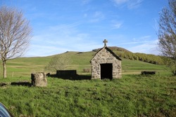 Small Chapel In The Middle Of The Fields, Meadow. Rural, Cezalier, Auvergne