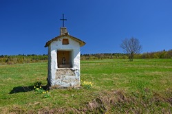 Small Chapel In Rural Landscape In Countryside Of Beskid Niski, Poland