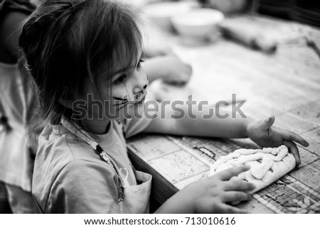 Similar – Baby girl head with a lot of hair clips