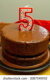 Small Chocolate Double Layer Cake For Fifth Birthday