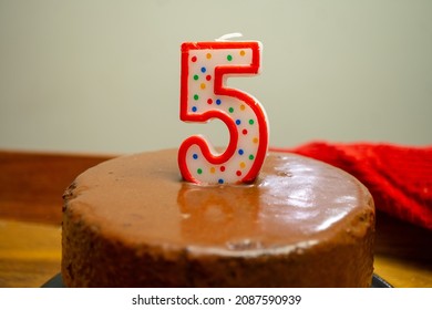 Small Chocolate Double Layer Cake For Fifth Birthday