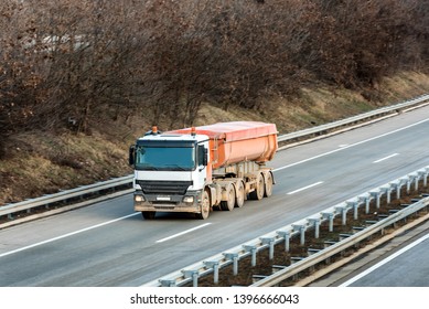 Small Cistern Truck On Country Highway
