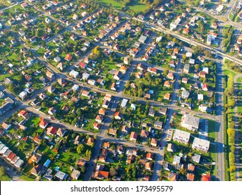 Small City On Aerial View.