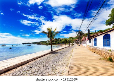 Small Cobbled Street On Seaside In Buzios, Brazil