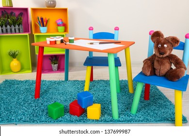 Small And Colorful Table And Chairs For Little Kids