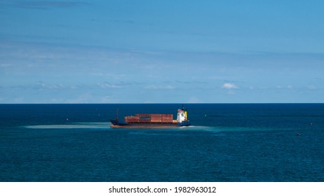 Small Container Ship Run Aground And Use Engine To Salvage Itself